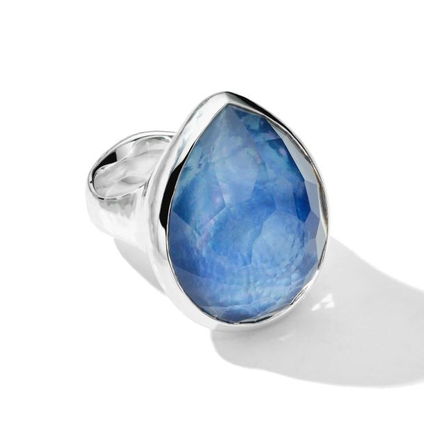 •LAPIS - LARGER TEARDROP• silver ring (size 6.25)