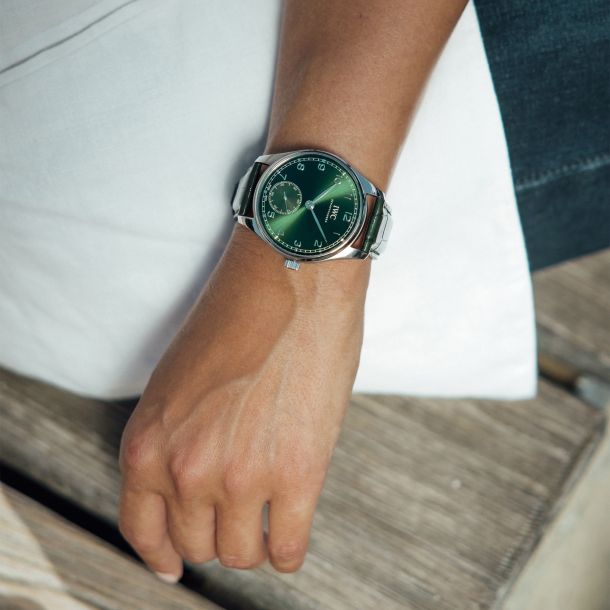 IWC Portugieser Automatic 40 Green Dial Green Leather Strap Watch