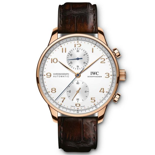 IWC Portugieser Chronograph Watch Brown Leather Strap IW371611 REEDS Jewelers