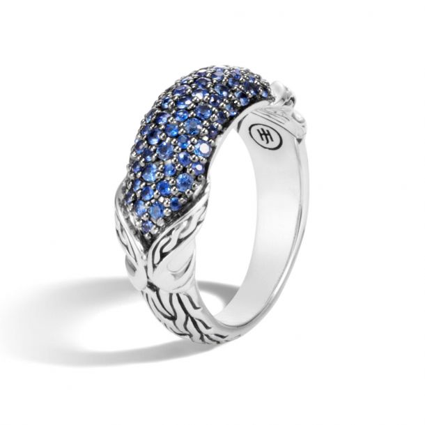 John Hardy Asli Classic Chain Link Blue Sapphire Dome Ring Size 7