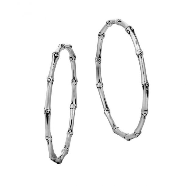 John Hardy Bamboo Extra Large Hoop Earrings in Sterling Silver REEDS Jewelers