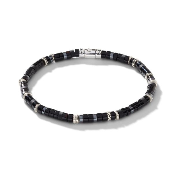 Colorblock Beaded Stretch Bracelet - Black and White