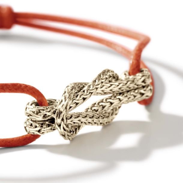 John Hardy Classic Chain Love Knot Orange Cord and Yellow Gold Bracelet 1.8mm REEDS Jewelers