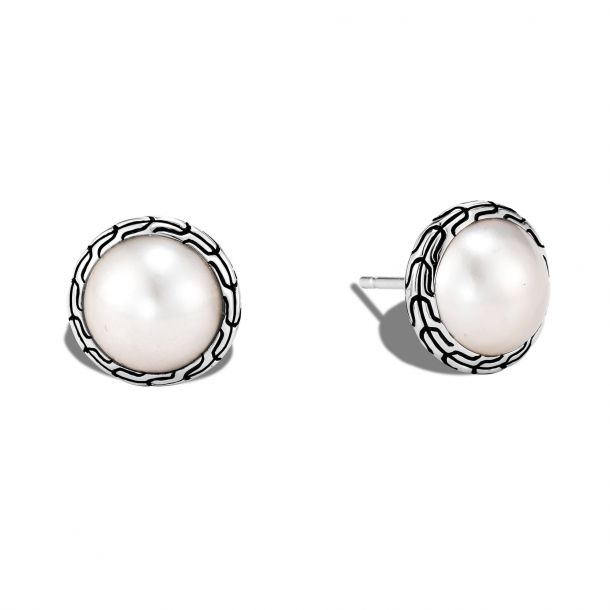 John Hardy Classic Chain Mabe Freshwater Cultured Pearl Stud