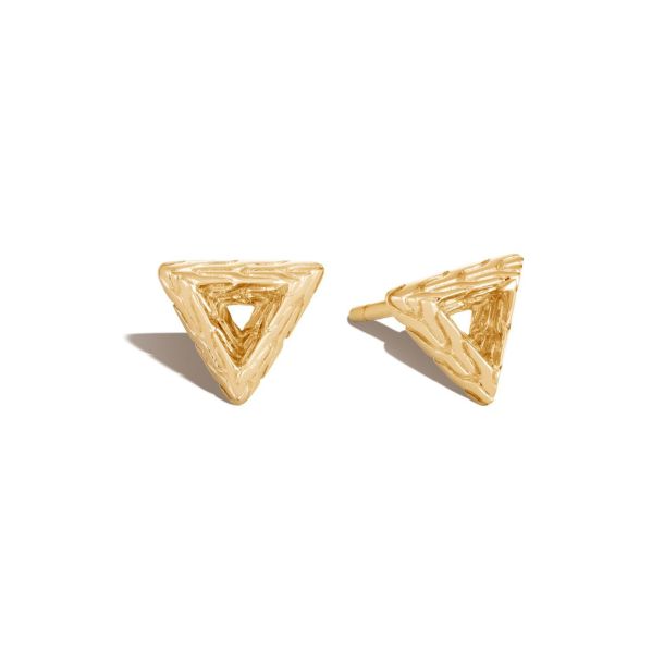 John Hardy Classic Chain Tiga 8.5mm Triangle Stud Earrings in Yellow Gold