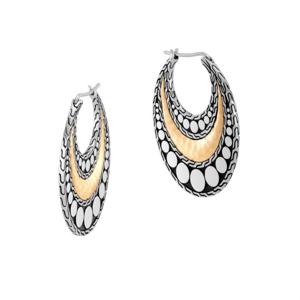 John Hardy Dot Hammered Two Tone Hoop Earrings REEDS Jewelers