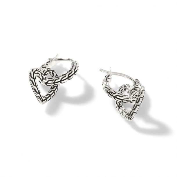 John Hardy Manah Heart Sterling Silver Hoop Drop Earrings | 20mm | REEDS  Jewelers