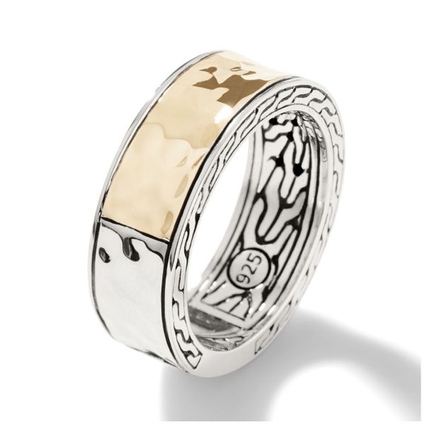 John Hardy Palu Two Tone Sterling Silver and Yellow Gold Band Ring
