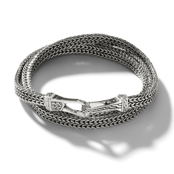 John Hardy Rata Chain Sterling Silver Triple Wrap Bracelet with