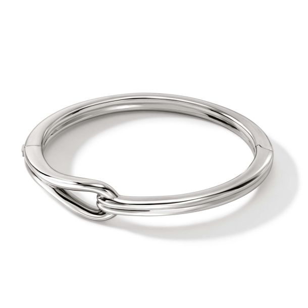 John Hardy Surf Sterling Silver Hinged Bangle Bracelet 12.5mm Medium