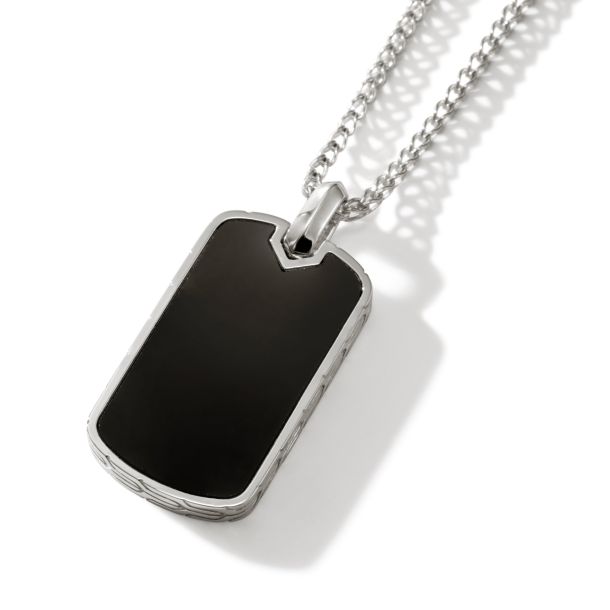 925 Sterling Silver Black Spinel Dog Tag Pendant, Shop 925 Silver  Contemporary Mens Pendants