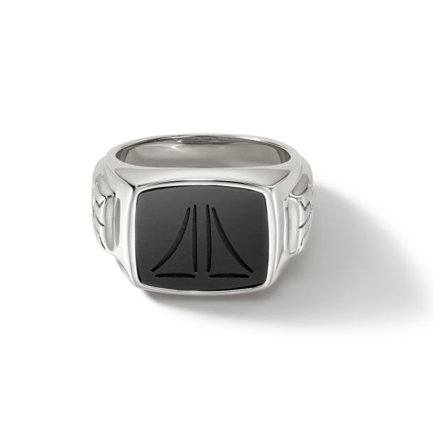 John Hardy Treated Black Onyx Sterling Silver ID Signet Ring