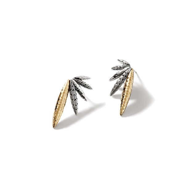 John Hardy Two Tone Carved Classic Chain Palu Stud Earrings REEDS Jewelers