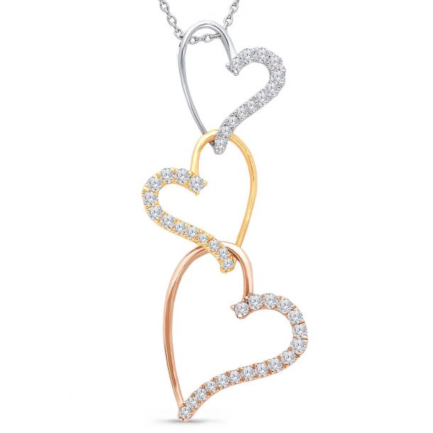 Triple heart diamond necklace discount