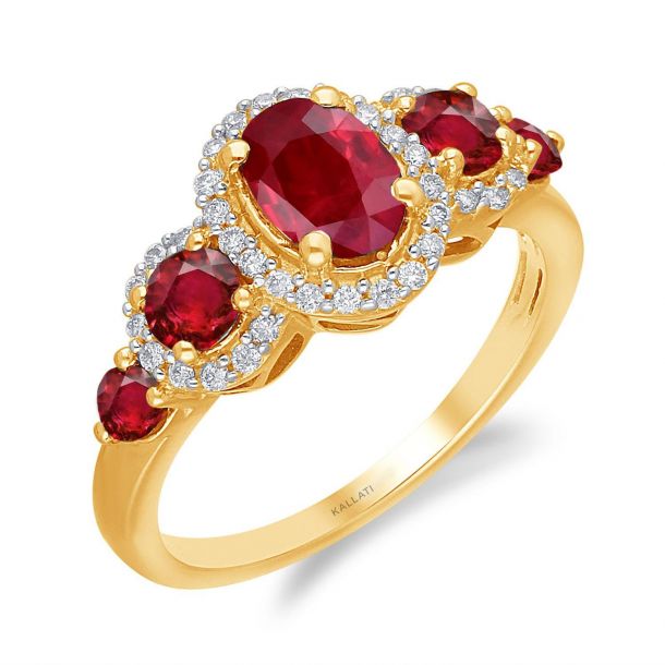 Round ruby 2024 and diamond ring