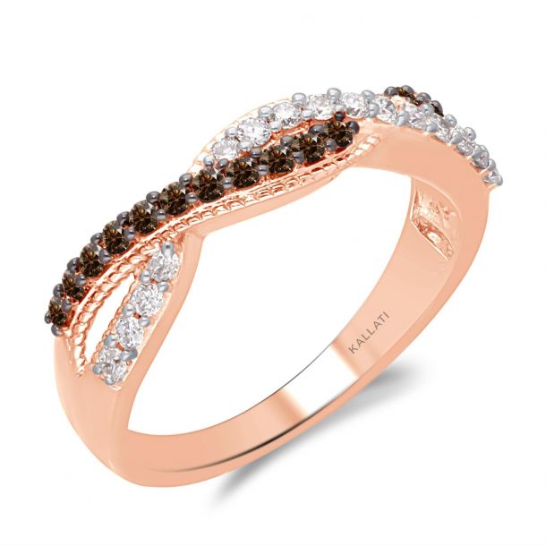 Kallati Women s Rose Gold Coco and White Diamond Ring 3 8ctw Size 7.5