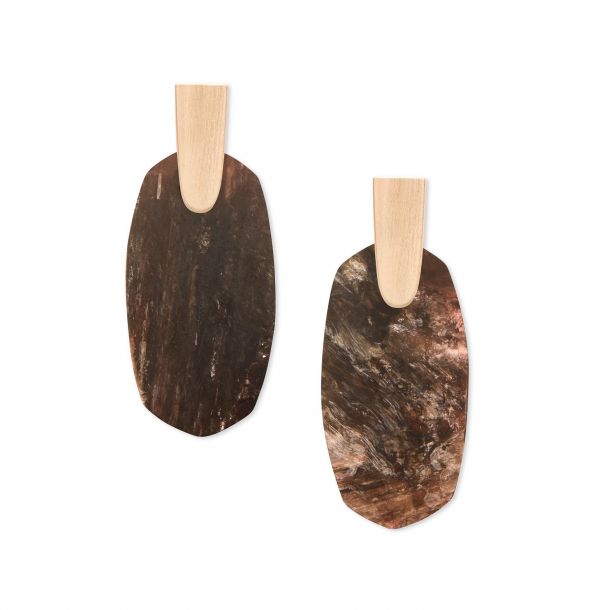 Kendra Scott Aragon Earrings in Sable Mica Rose Gold Plated REEDS Jewelers