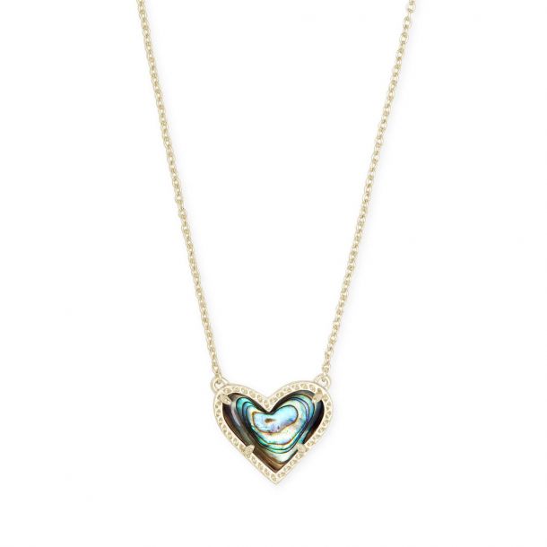 Kendra Scott Ari Heart Pendant Necklace in Abalone Shell Gold Plated