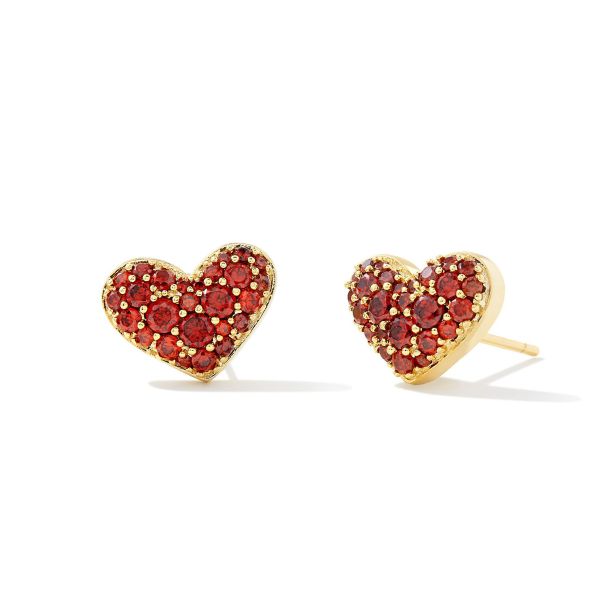 Kendra Scott Ari Pave Crystal Heart Stud Earrings in Red Crystal ...