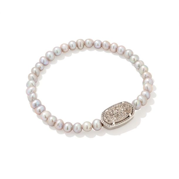 Kendra Scott Beaded Elaina Stretch Bracelet In Gray Mix REEDS Jewelers
