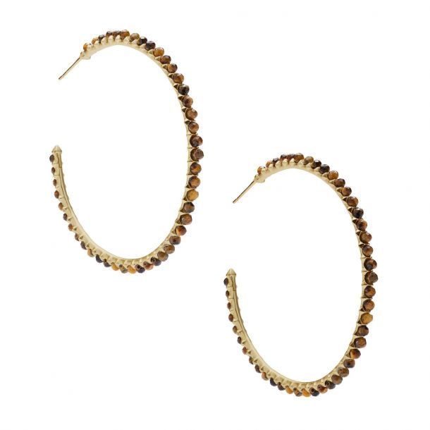 Kendra Scott Birdie Hoop Earrings in Brown Tigers Eye