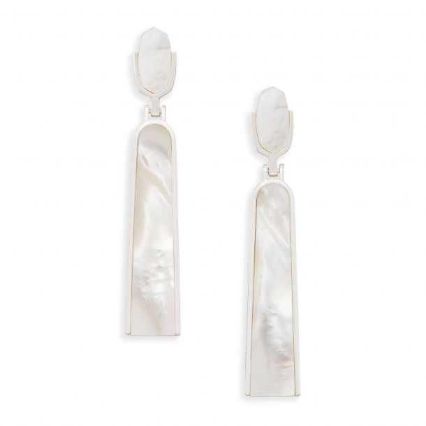 Kendra Scott Carson Earrings in Ivory Mother of Pearl in Rhodium Plated REEDS Jewelers