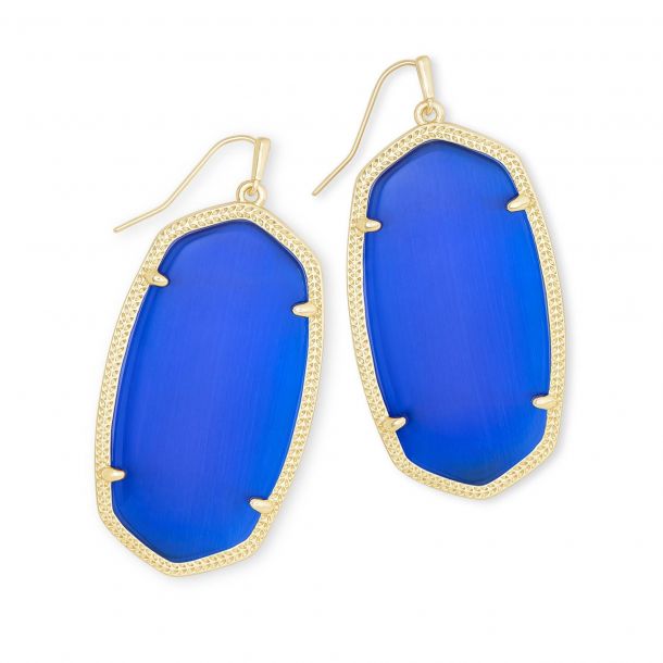Kendra Scott Danielle Dark Blue Gold Tone Earrings Jewelry