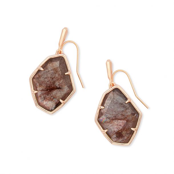 Kendra Scott Dax Earrings in Sable Mica Rose Gold Plated