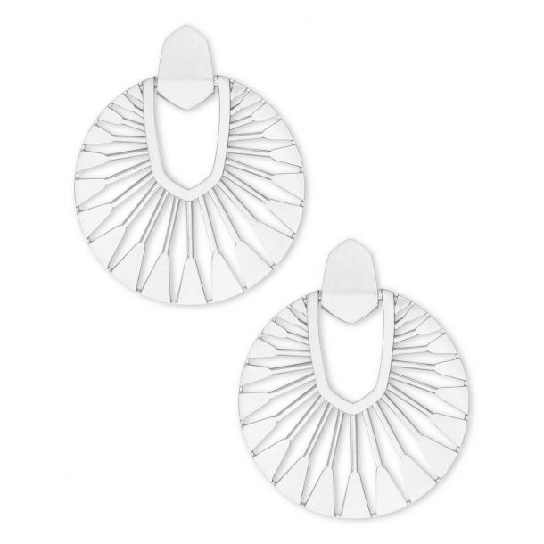 Kendra Scott Didi Sunburst Drop Earrings Bright Silver Tone