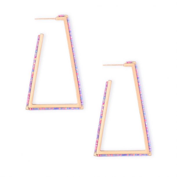 Kendra Scott Easton Hoop Earrings in Lavender Kyocera Simulated Opal Rose Gold Plated
