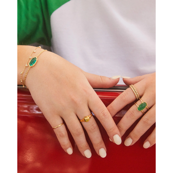 Kendra Scott Elaina Bracelet in Simulated Emerald Cat s Eye Gold Plated REEDS Jewelers