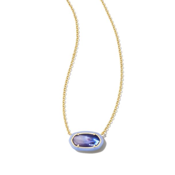 Kendra Scott Elisa Enamel Framed Short Pendant Necklace in Dark