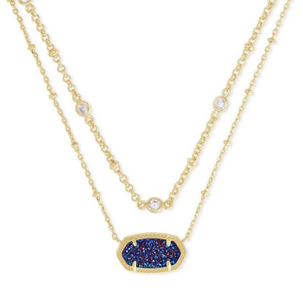 Kendra Scott Elisa Multi Strand Necklace in Indigo Blue Drusy