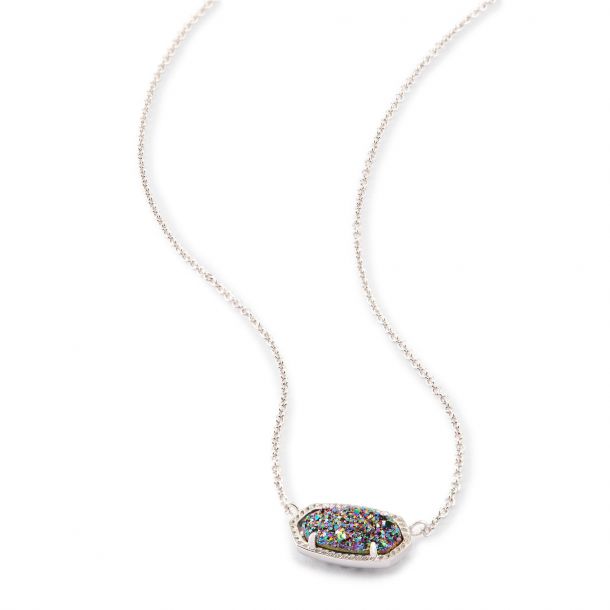 Elisa silver pendant necklace in multicolor drusy outlet