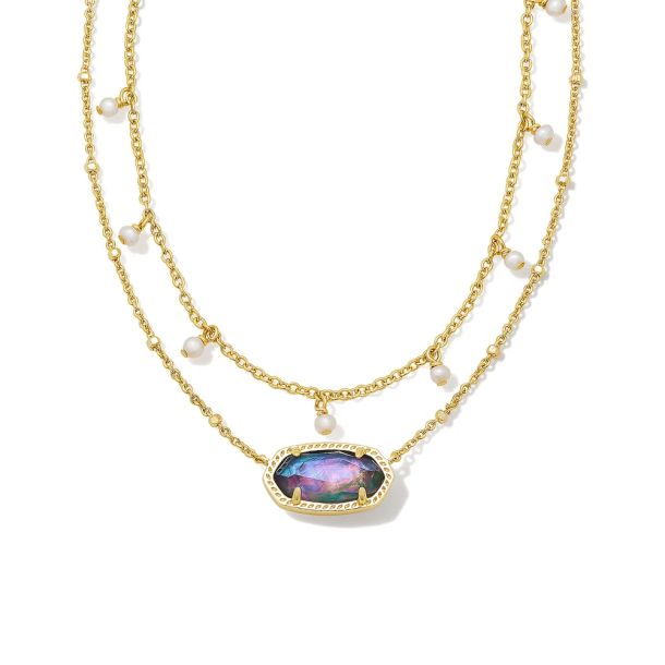 Kendra Scott Elisa Pearl Multi Strand Necklace in Lilac Abalone REEDS Jewelers