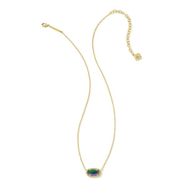 Kendra Scott Elisa Pendant Necklace in Iridescent Blue Goldstone Glass REEDS Jewelers