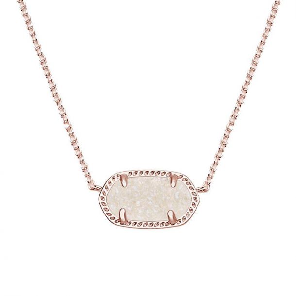 Kendra Scott Elisa Pendant Necklace in Iridescent Drusy, Rose Gold Plated
