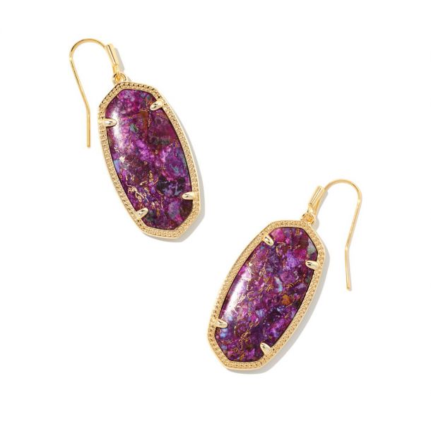Kendra Scott Elle Drop Earrings in Bronze Veined Purple Turquoise Magnesite REEDS Jewelers