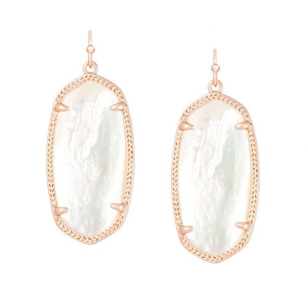 Kendra Scott Elle Ivory Mother of Pearl Earrings in Rose Gold Plated