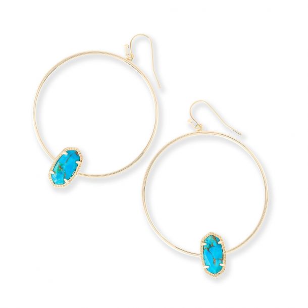Kendra Scott Elora Earrings in Bronze Veined Turquoise Colored Magnesite in  Gold Plated