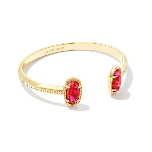 Kendra Scott Elton Cuff Bracelet in Bronze Veined Red and Fuchsia Magnesite REEDS Jewelers