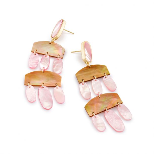 Kendra Scott Emmet Earrings in Blush and Brown Mother of Pearl Mix in Gold Plated REEDS Jewelers