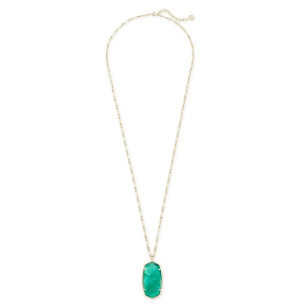 Kendra Scott Faceted Reid Necklace in Jade Green Illusion Gold Plated REEDS Jewelers