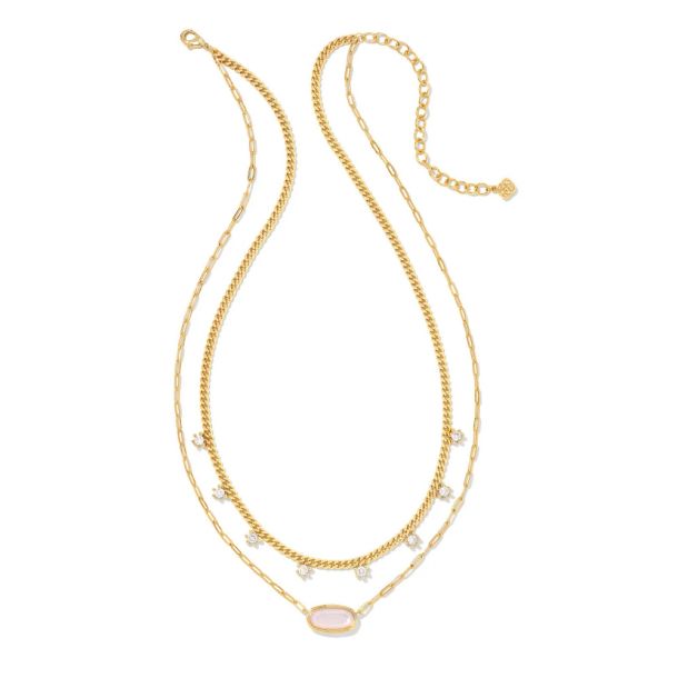 Ari Heart Multi Strand Necklace in Rose Gold