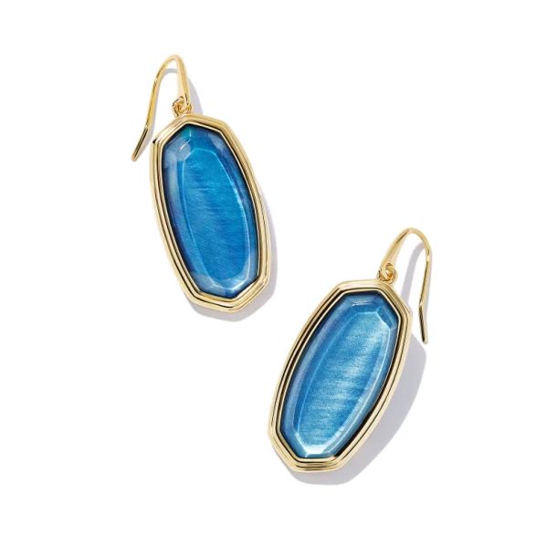 Kendra Scott Framed Elle Drop Earrings in Dark Blue Mother of Pearl REEDS Jewelers