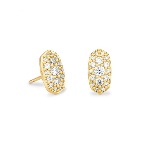 Kendra Scott Grayson Stud Earrings in White Crystal, Gold-Plated