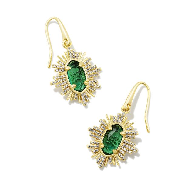 Kendra Scott Grayson Sunburst Drop Earrings in Green Glass REEDS Jewelers