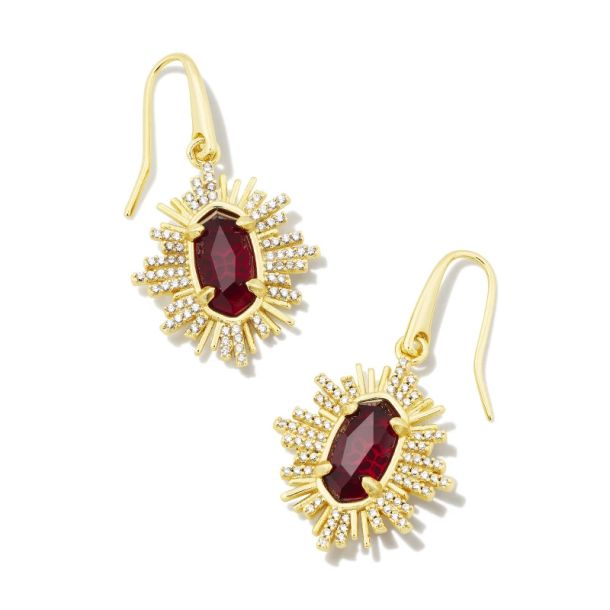 Kendra Scott Grayson Sunburst Drop Earrings in Red Glass REEDS Jewelers