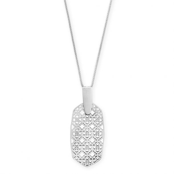 Kendra Scott Inez Necklace Bright Silver Tone Filigree