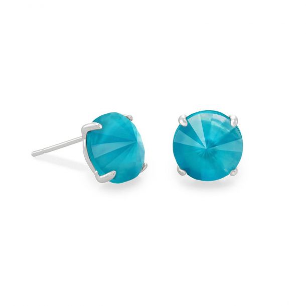 Kendra Scott Jolie Stud Earrings in Peacock Blue Illusion Rhodium Plated